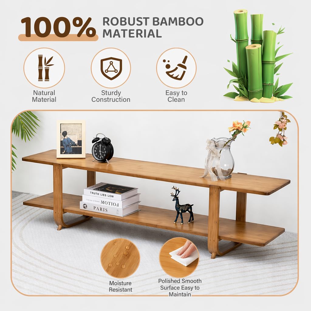 Bamboo TV Stand with Storage up to 65'' K4446
