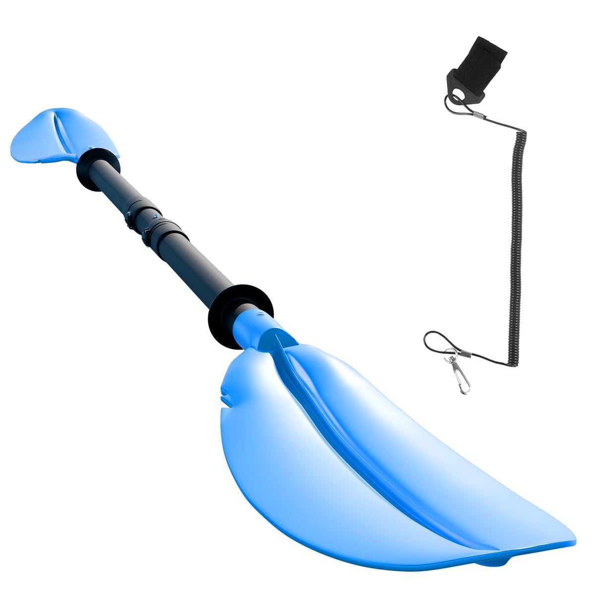 Adjustable Lightweight Floating Kayak Paddle with Safety Rope W5087