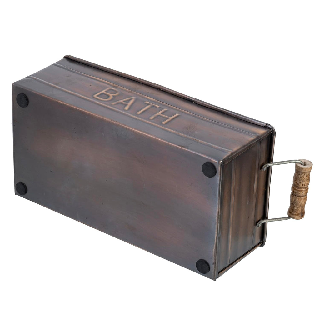 Copper Wooden Handle Toiletries Holder Bin F394