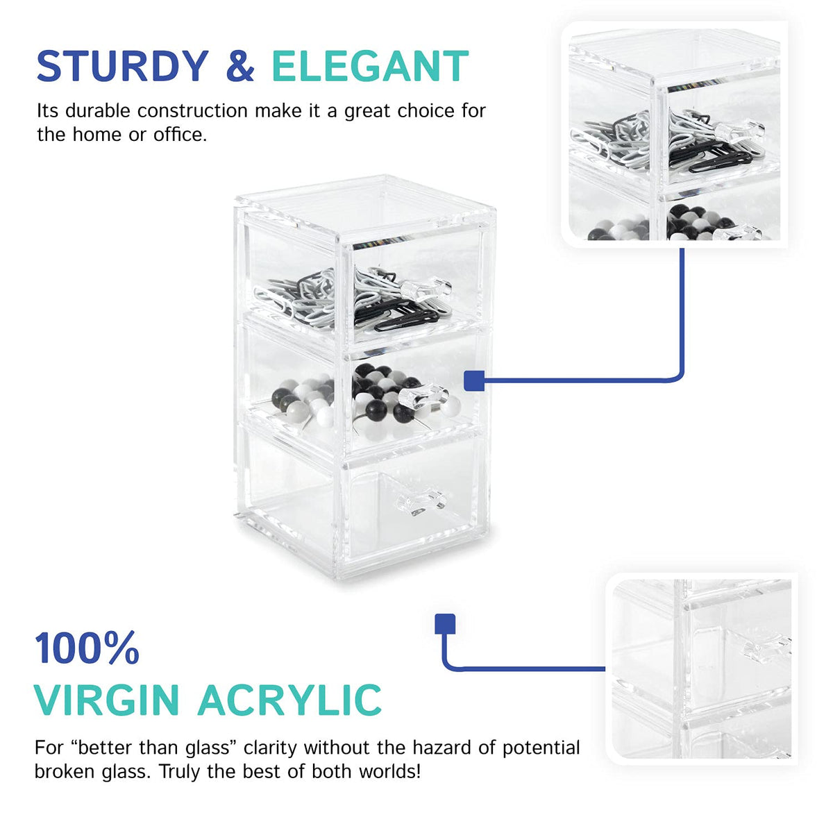 Clear Stackable 3-Drawer Acrylic Organizer A1697