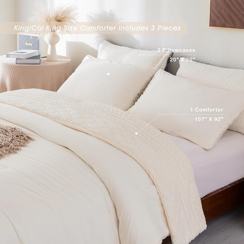 White King Size Sherpa Fleece Down Alternative Comforter Set Z346