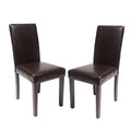Brown Faux Leather Solid Wood Parson Chairs, Set of 2 H3493