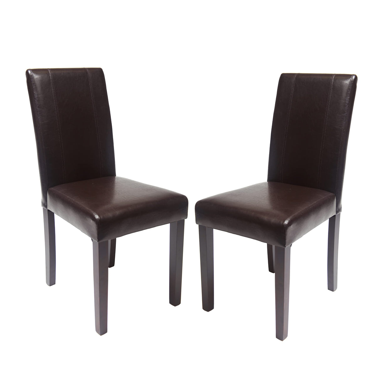 Brown Faux Leather Solid Wood Parson Chairs, Set of 2 H3493