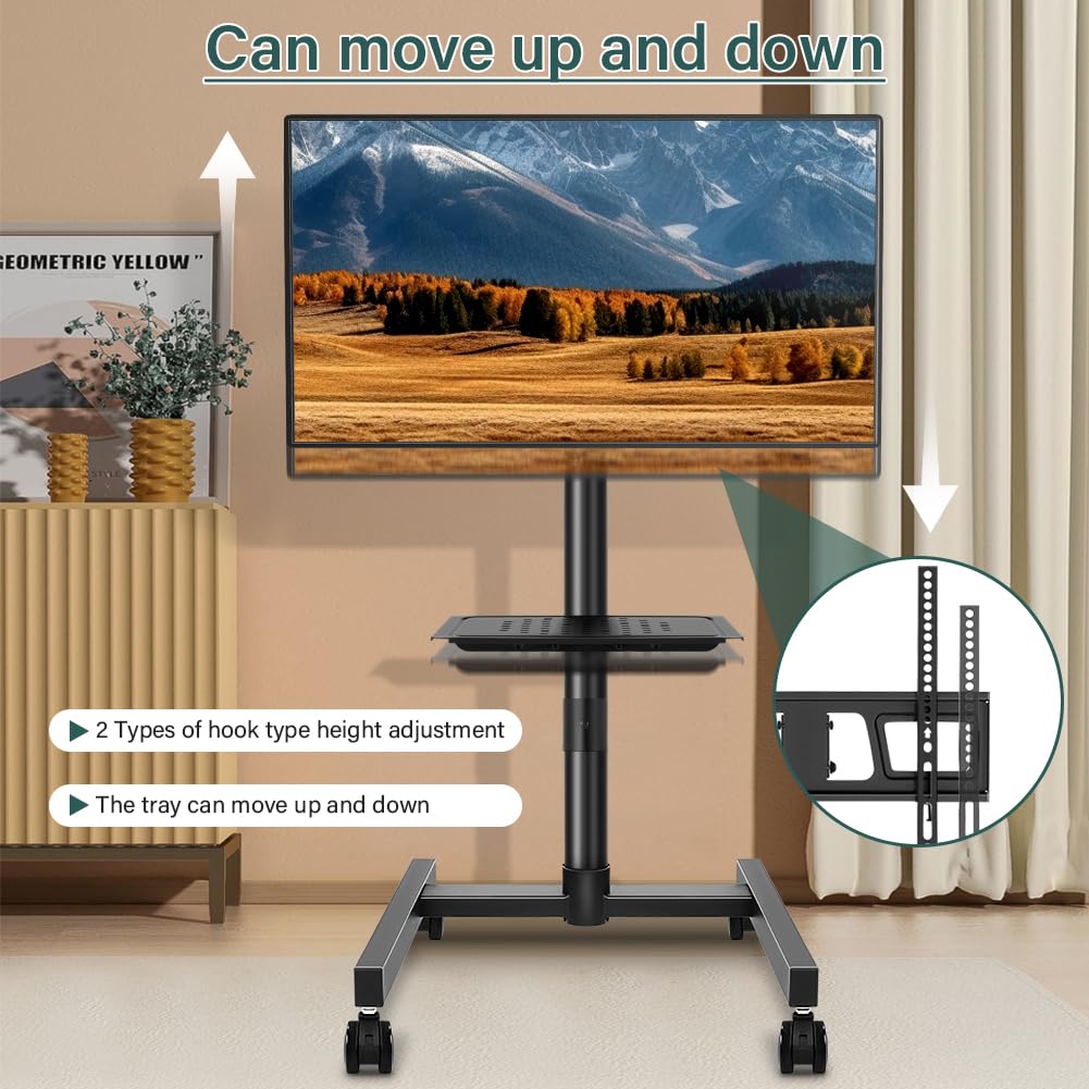 Rolling TV Stand with Wheels for 32-55Inch Screens up to 55lbs Black E93762