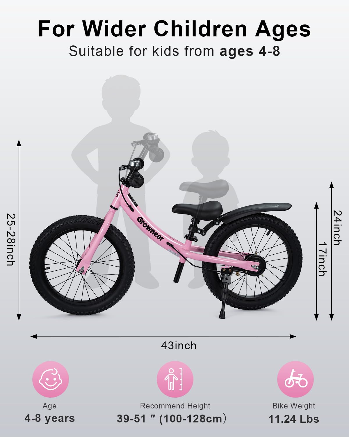 16" Pink Kids Balance Bike H6873