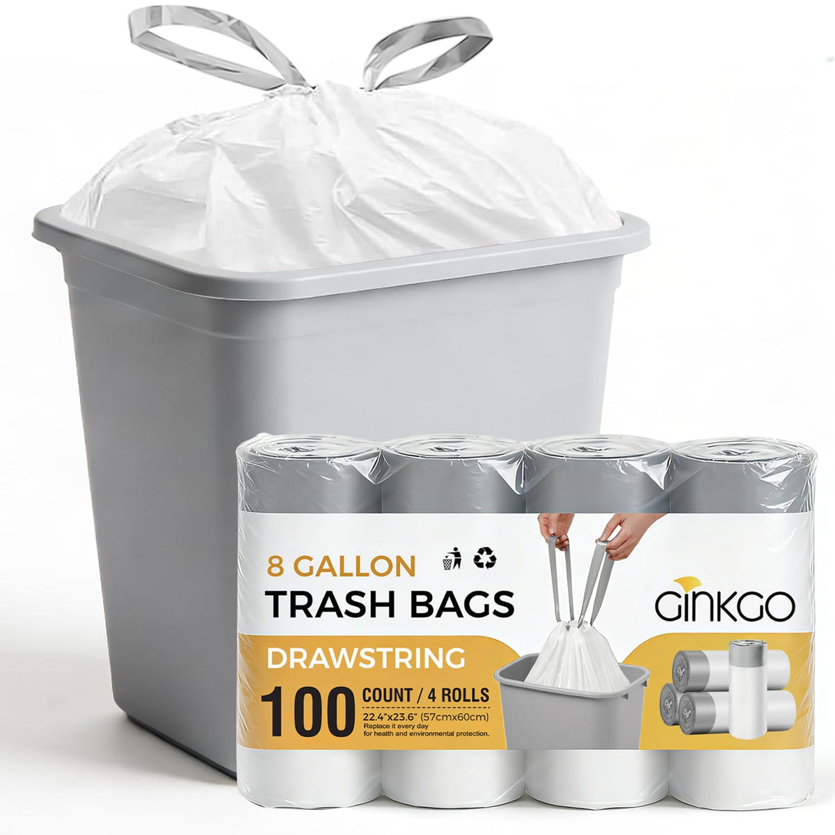 8 Gallon Drawstring Trash Bags U187