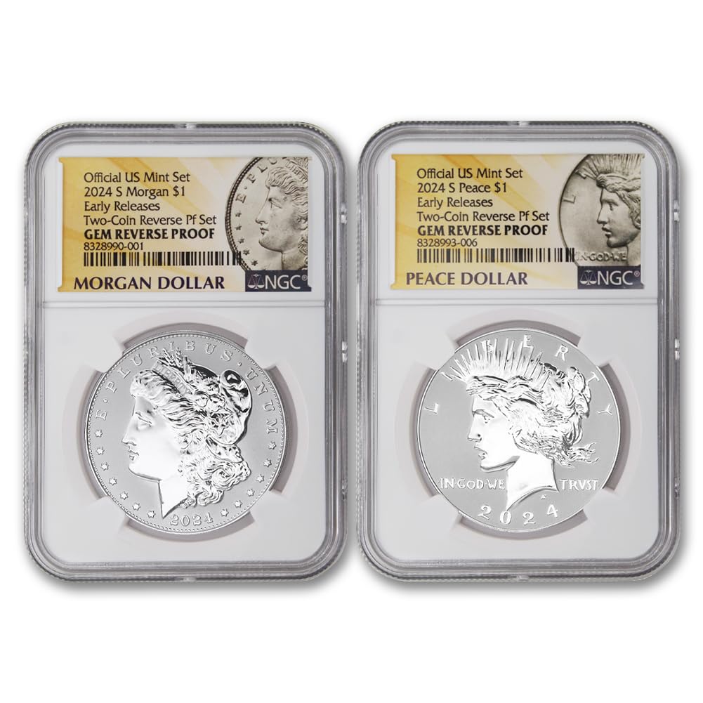 Set of 2 American Silver Morgan and Peace Dollar Q9007