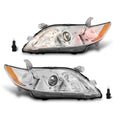 Clear Lens Chrome Housing Amber Reflector Headlight Assembly Pair T50825
