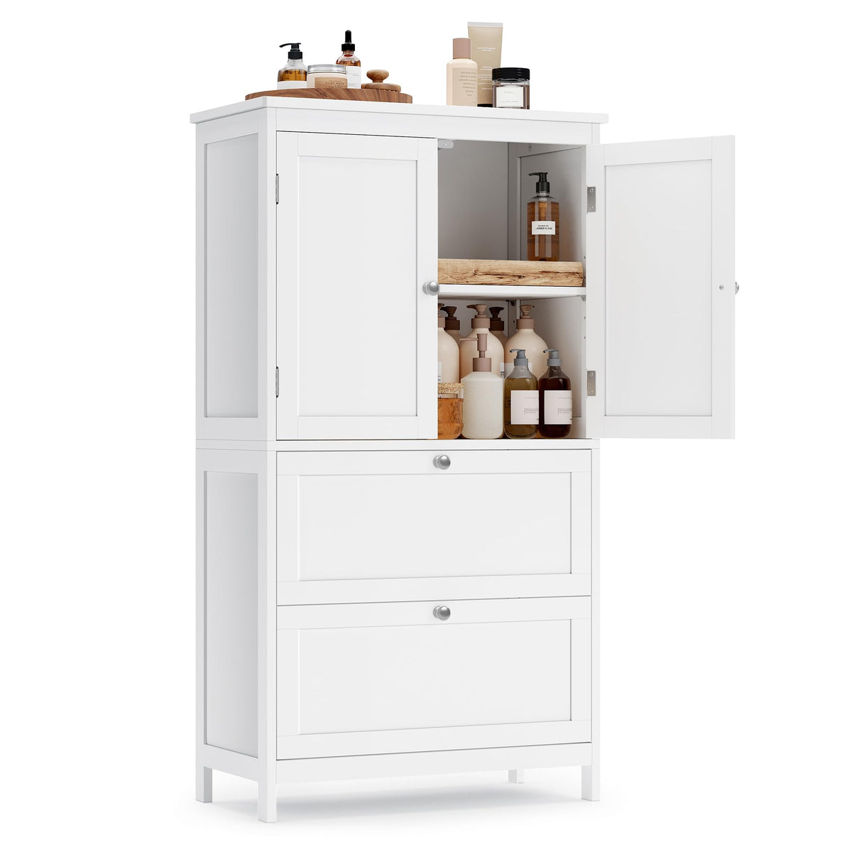 Cloud White Bathroom Floor Cabinet with 2 Doors, 2 Drawers G826