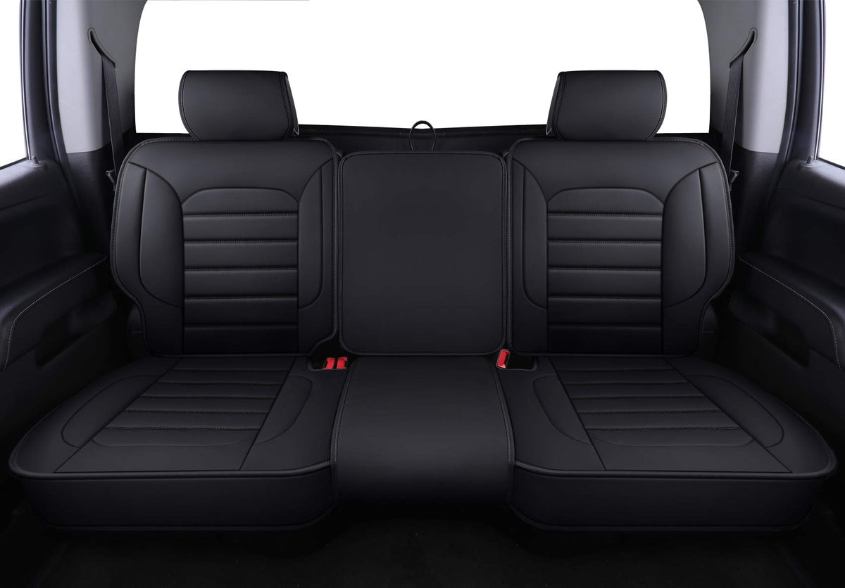 Black Faux Leather Full Set Seat Covers B8397