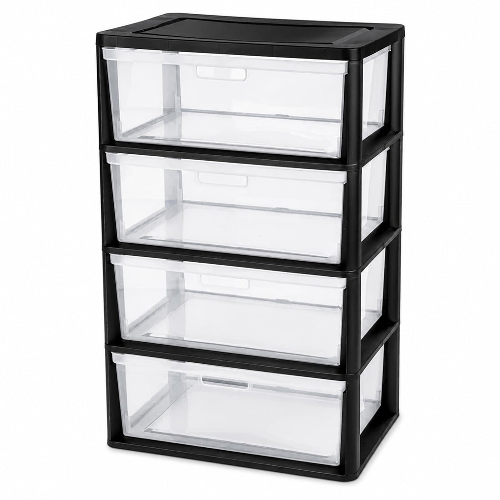 Wide 4 Drawer Plastic Storage Tower Organizer J49882
