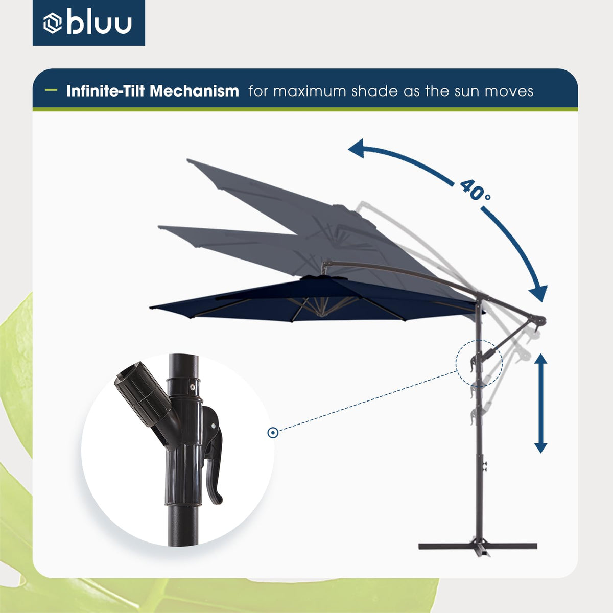 10 FT Navy Blue Patio Offset Umbrella X698037