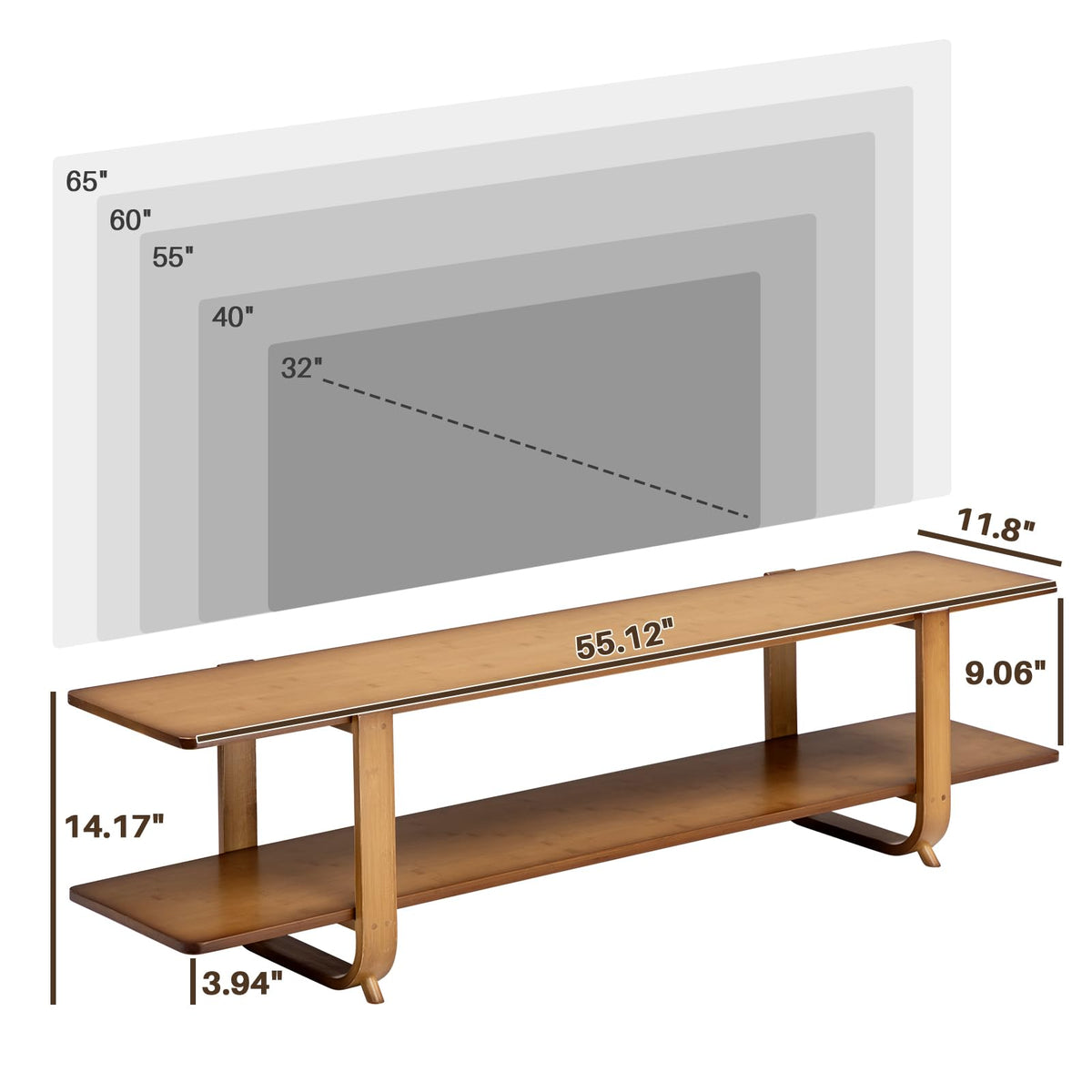 Bamboo TV Stand with Storage up to 65'' K4446