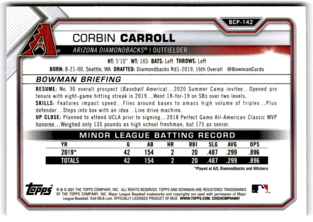 2021 Bowman Chrome Mega Box Mojo Refractor Baseball P64255