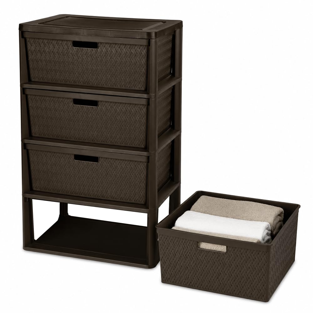 Brown 4 Drawer Plastic Storage Tower V64502