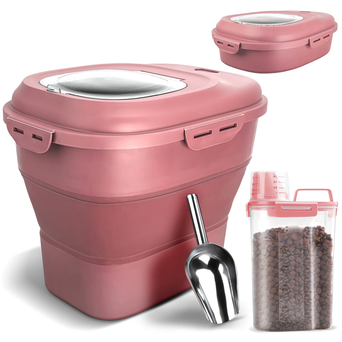 Airtight Collapsible Pet Food Storage Container with Scoop R20294