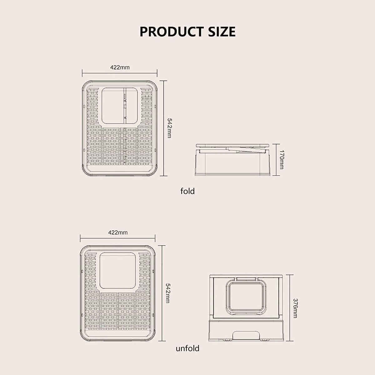 Foldable Large Top Entry Anti-Splashing Cat Litter Box with Lid and Scoop M93551