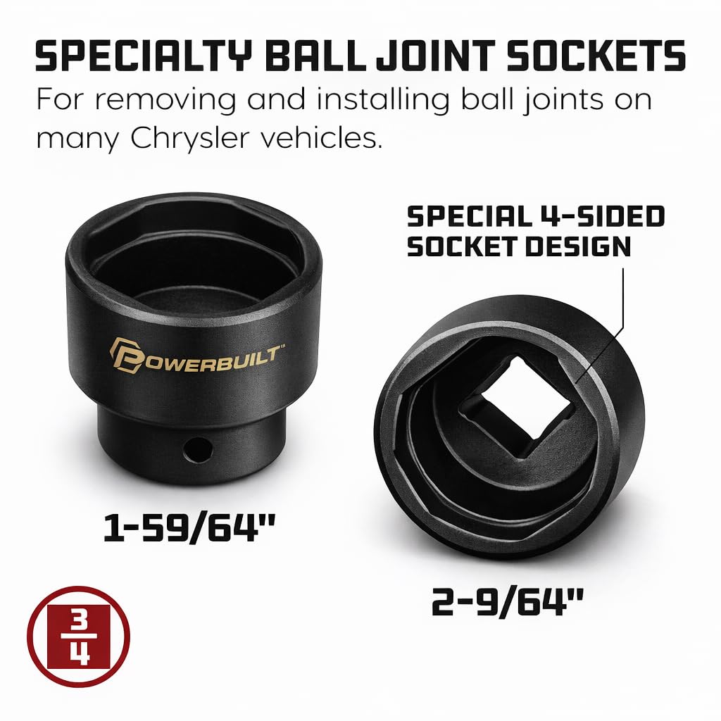 2 Piece Ball Joint Socket Set, 3/4" Drive with Storage Case C409