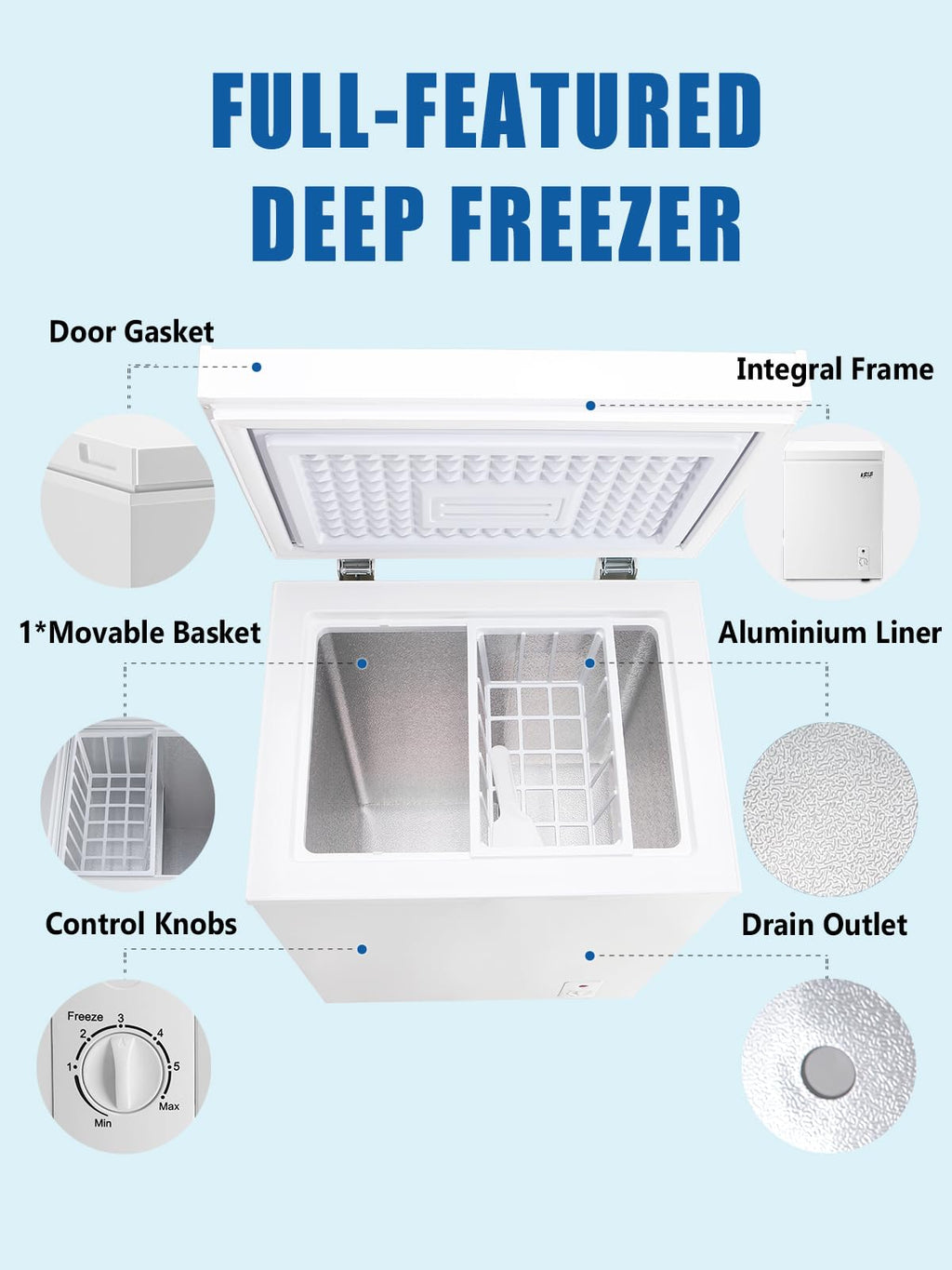 3.5 Cu.Ft Chest Freezer with Removable Basket, White L6357