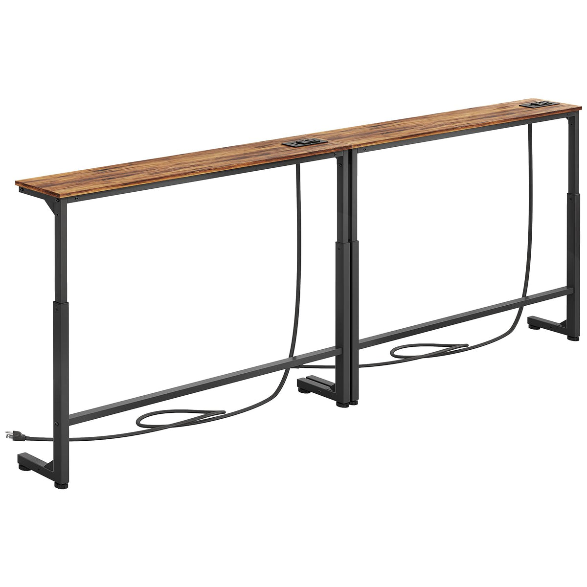 2-Pack Narrow Console Table with Adjustable Height and 2 Power Outlets Q730808