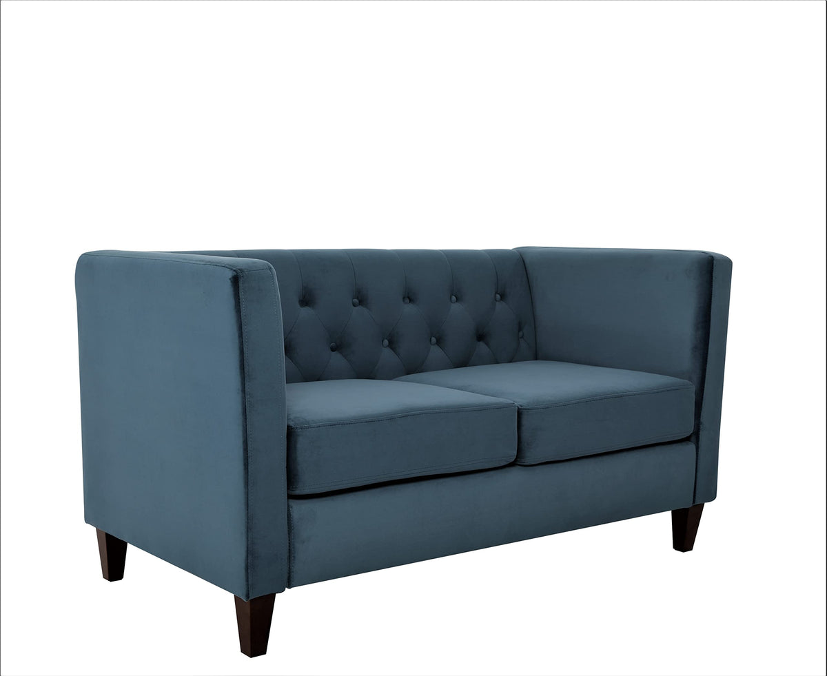Prussian Blue Velvet Three Seater Sofa N4854