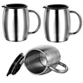3 Pack 14 oz Insulated Stainless Steel Coffee Mug with Lid and Handle P746