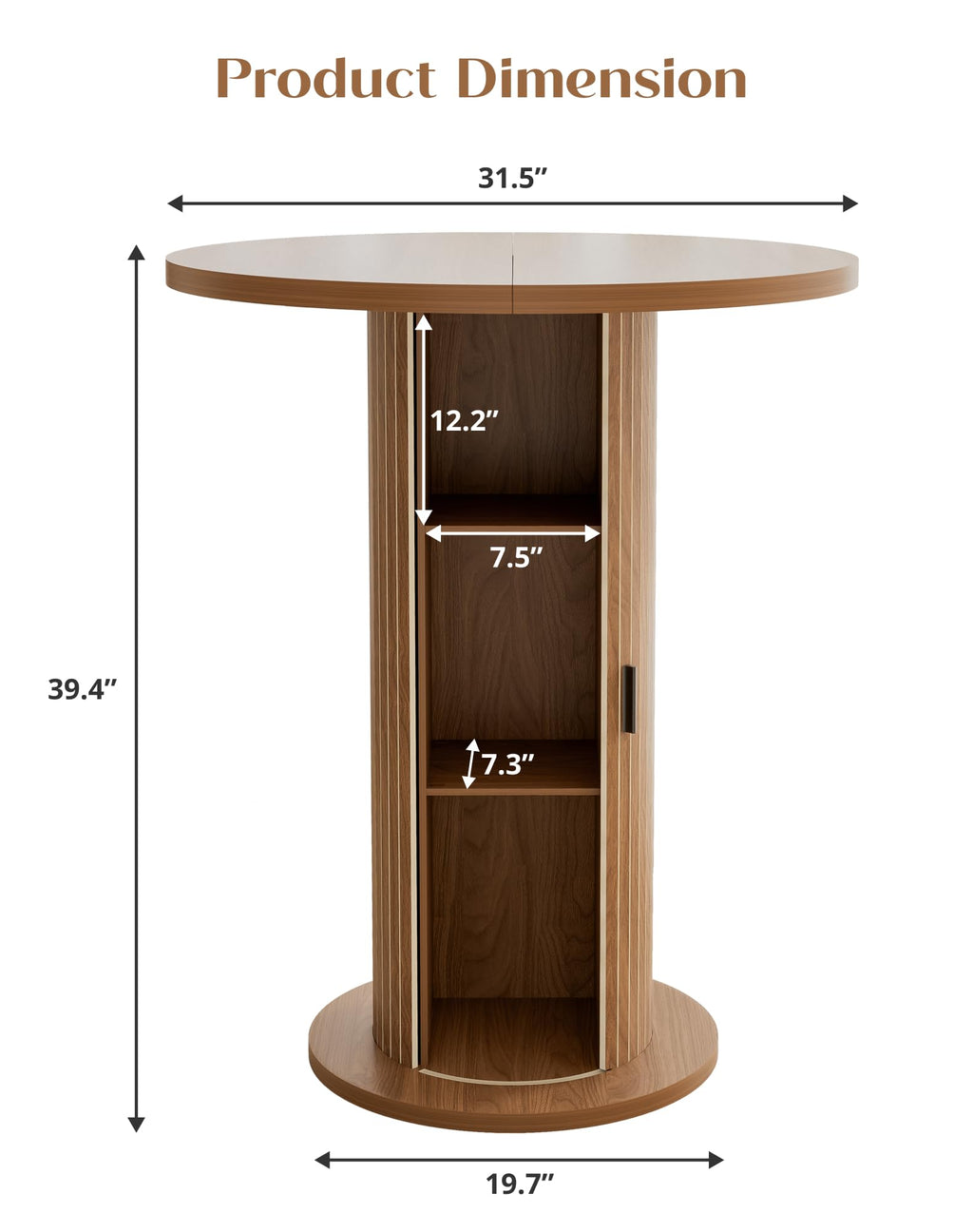 Round Bar Table with Storage and Sliding Door L59682