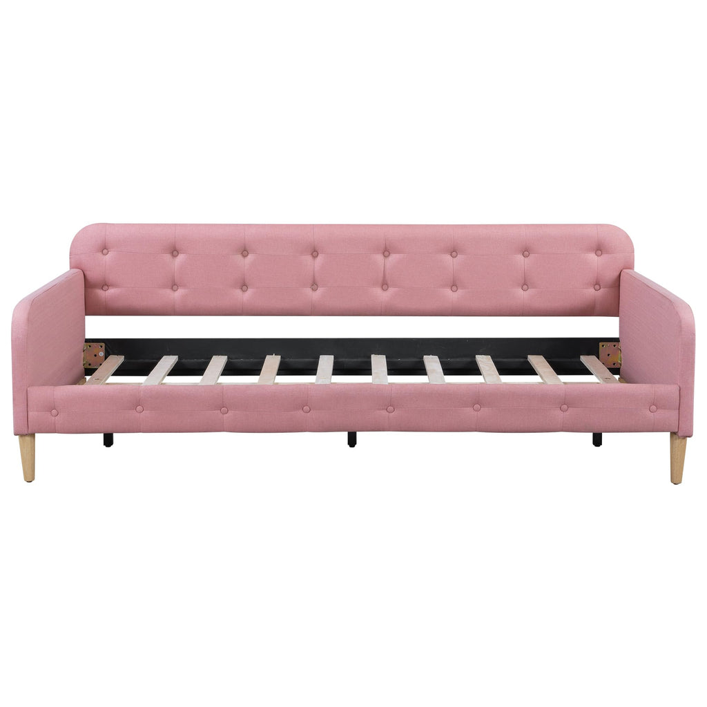 Twin Linen Upholstered Daybed Sofa Bed with Button Tufted Design H821509
