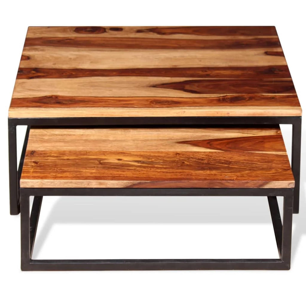 Two Piece Nesting Coffee Table Solid Sheesham Wood W802