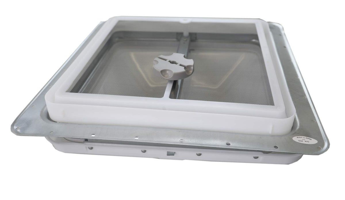 White Manual Crank RV Roof Vent with Screen W290223