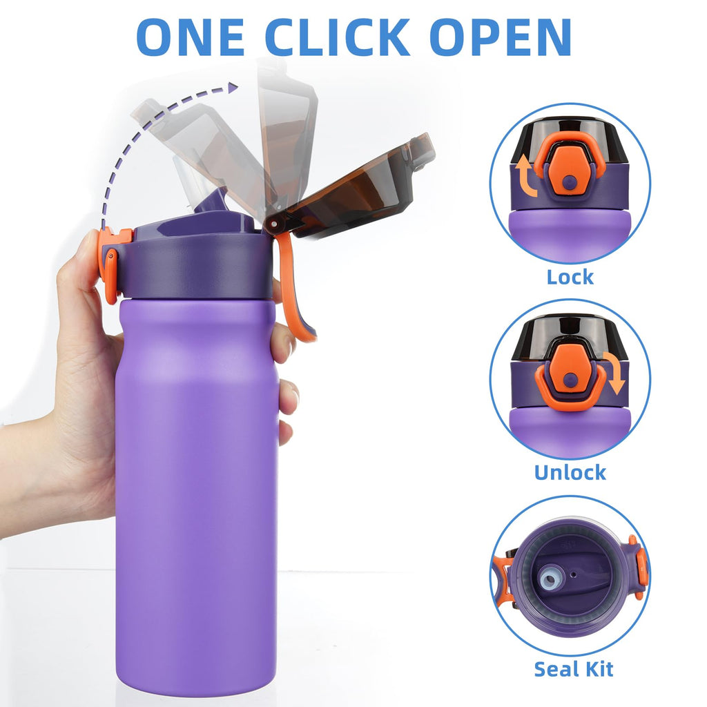 18 oz Insulated Stainless Water Bottle with Straw & Handle W292