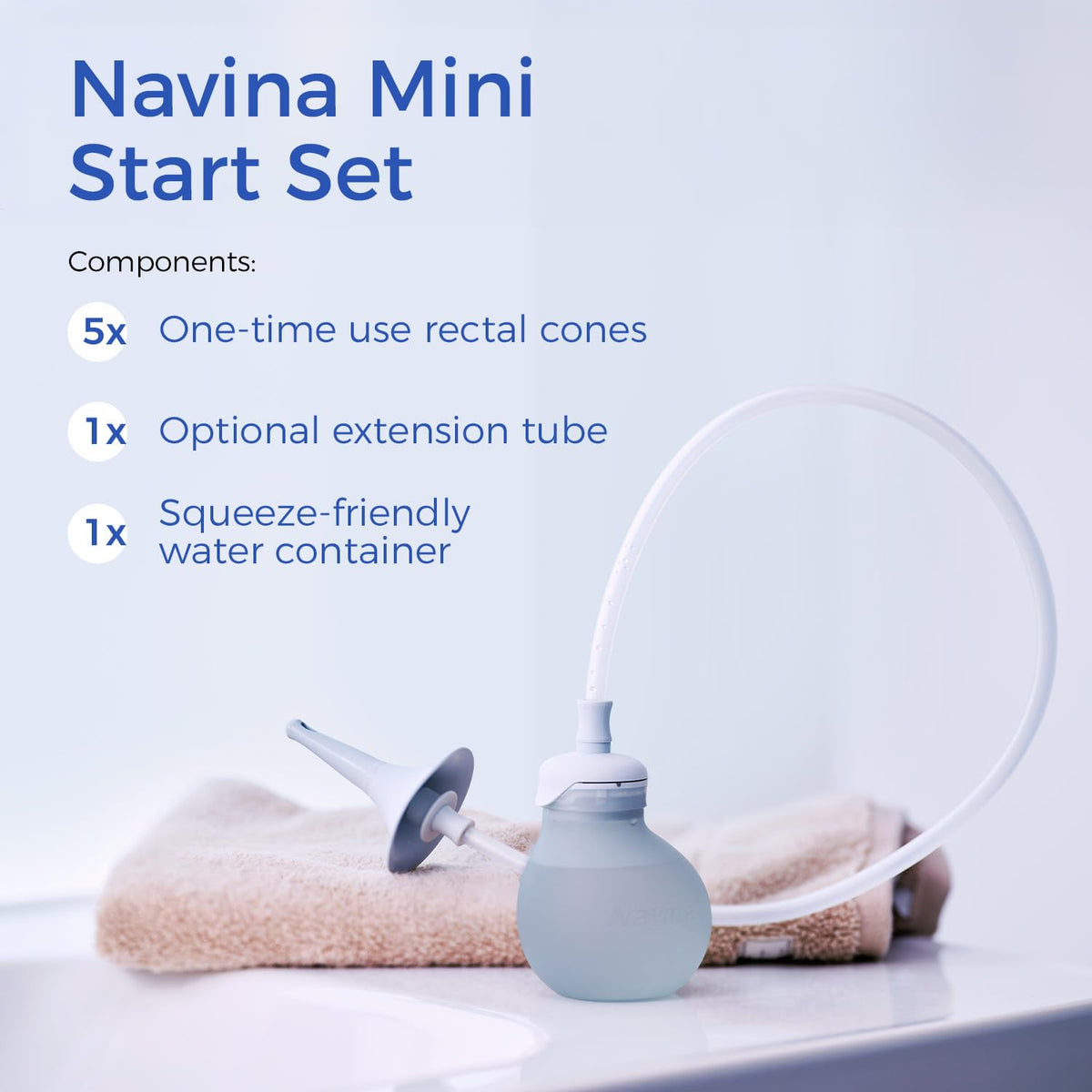 Low-Volume Enema Irrigation System with Water Bulb, Extension Tube, and 5 Rectal Cones K384