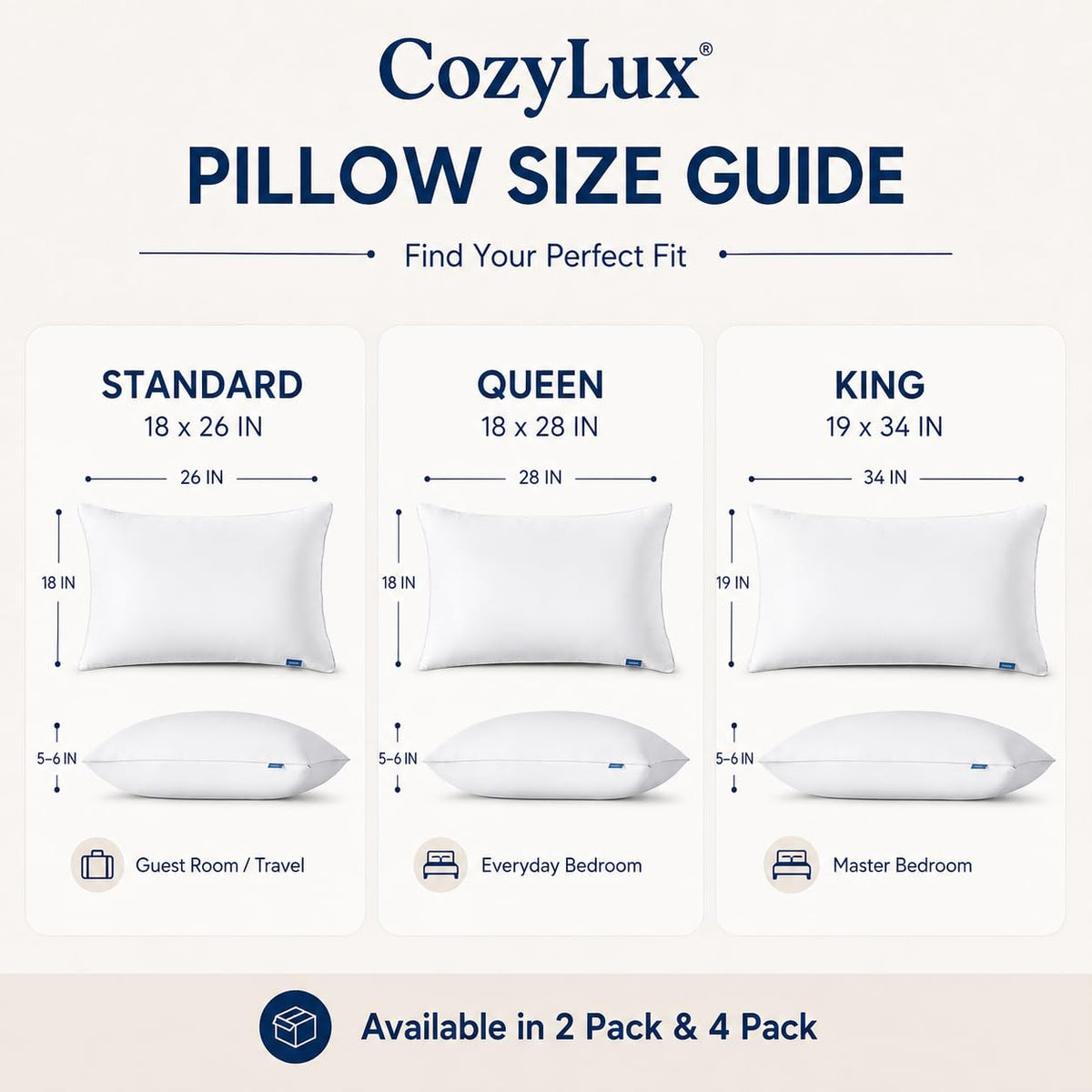 King Size Set of 2 Bed Pillows H712327