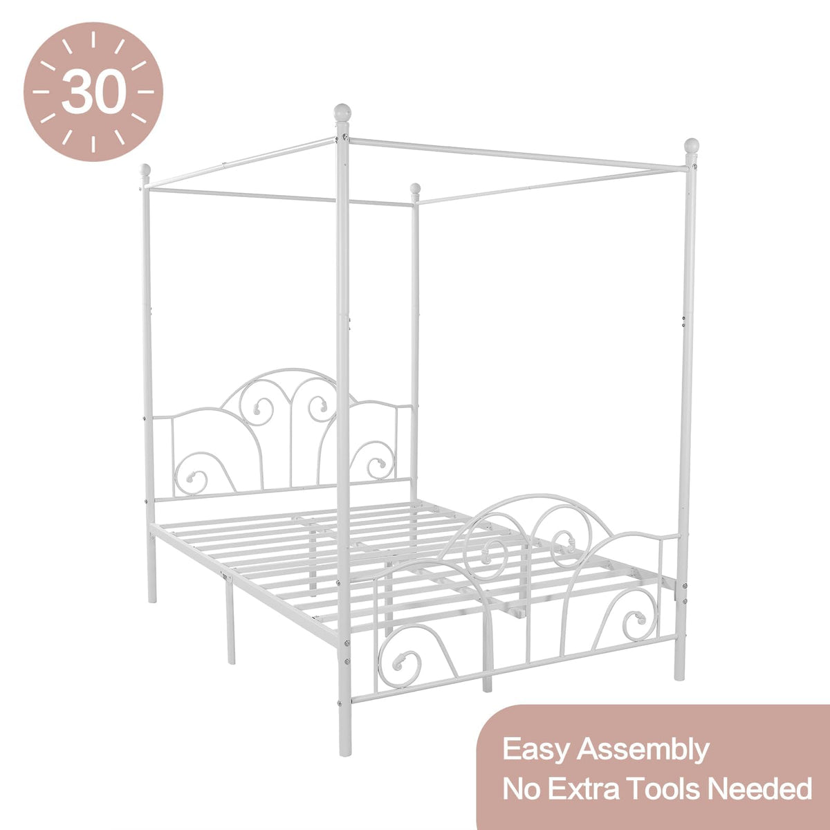 Metal Canopy Bed Frame Full Size with Headboard & Footboard R571