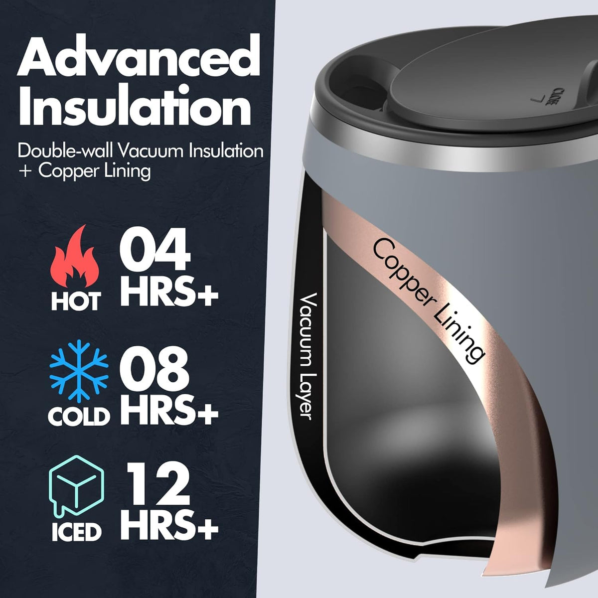 16 oz Insulated Stainless Steel Tumbler 2-Pack with Handle & Sliding Lid X39424