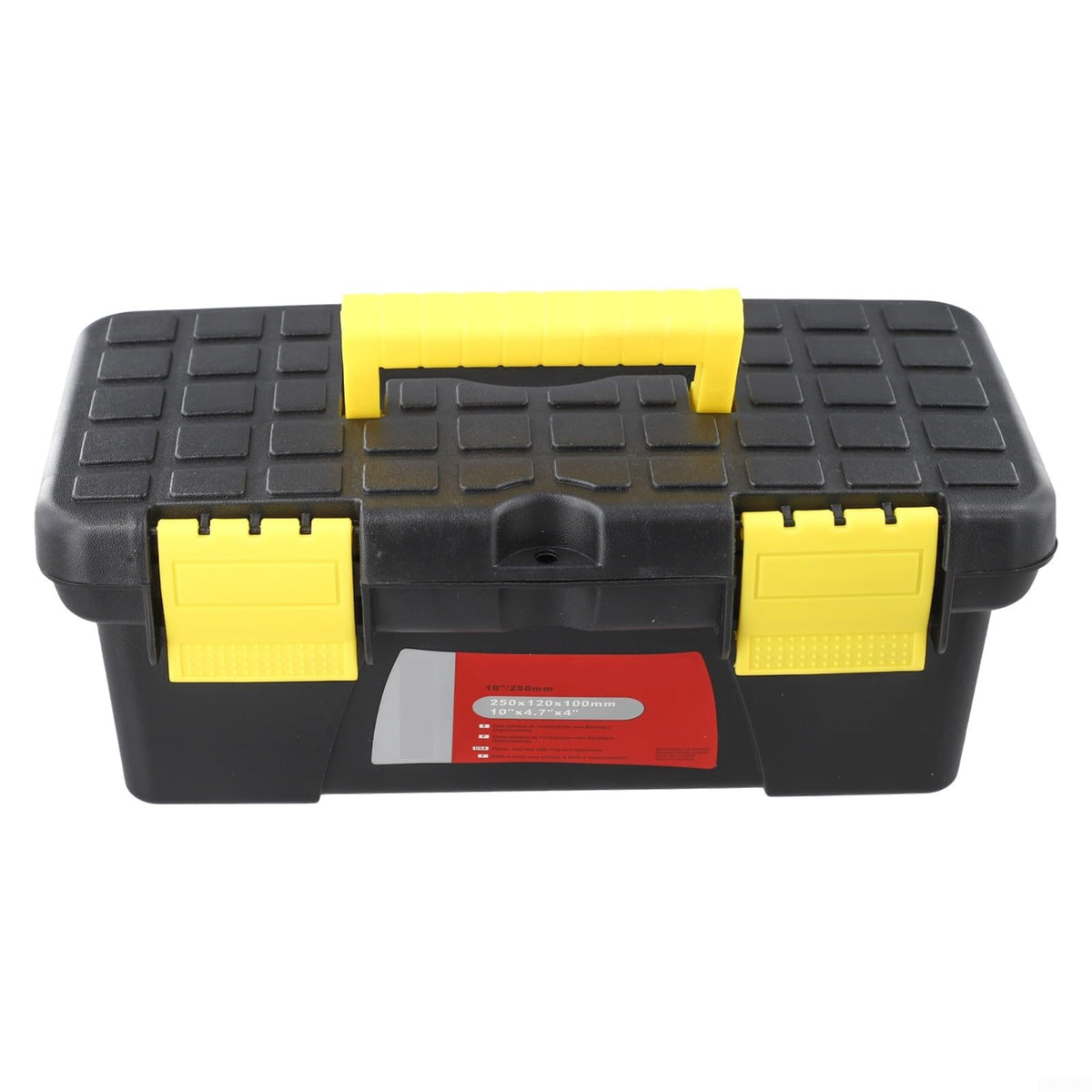 10 Inch Plastic Toolbox with Dual Layer Organization and Secure Latch, Black Z4677