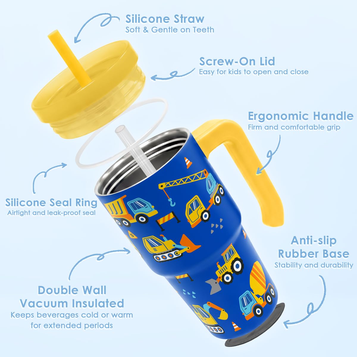 20oz Insulated Stainless Steel Tumbler with Handle and Straw Lid O890508