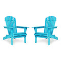 Light Blue Solid Cedar Wood Folding Adirondack Chair Set of 2 S607935
