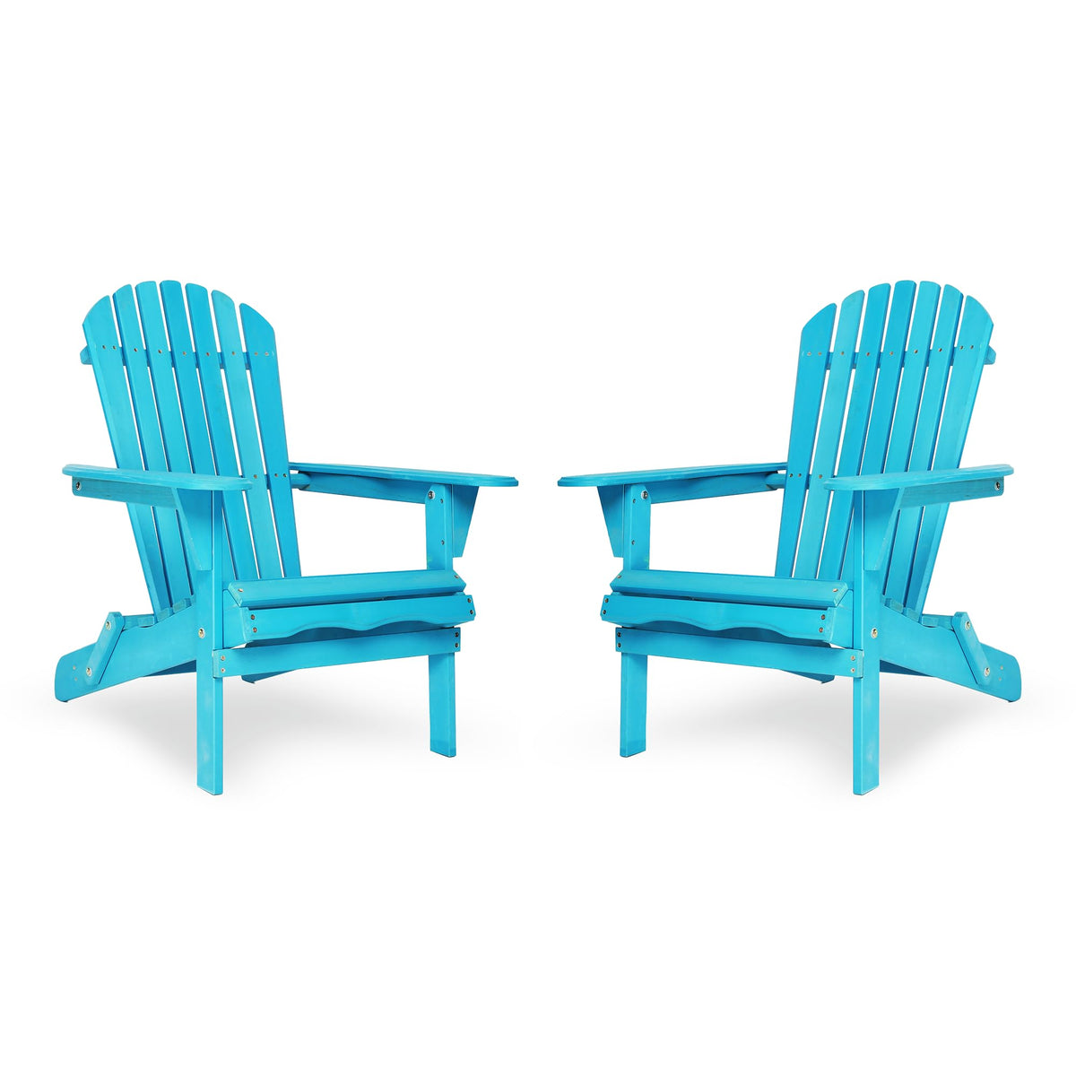 Light Blue Solid Cedar Wood Folding Adirondack Chair Set of 2 S607935