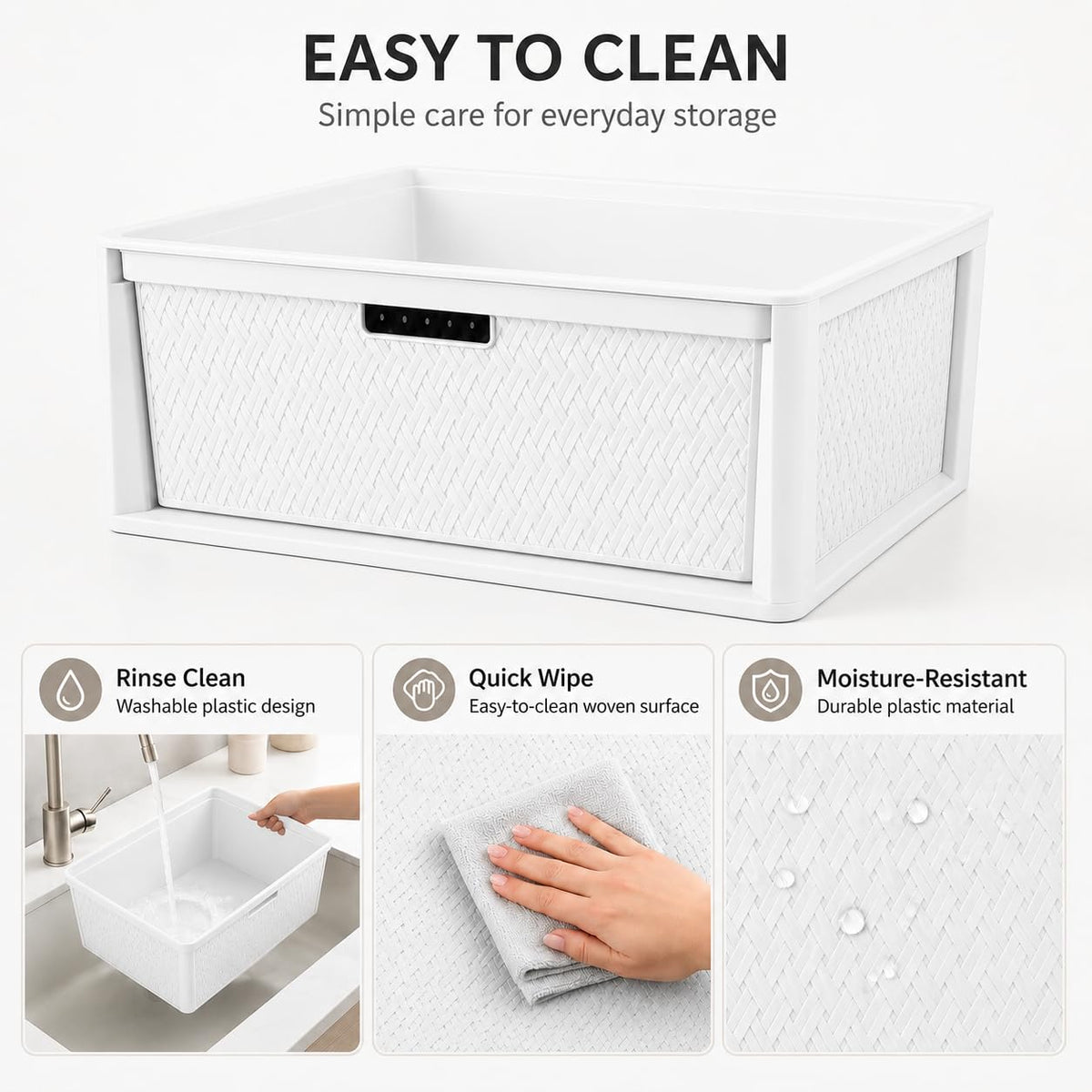 Wide 3-Drawer Plastic Storage Tower with Removable Bins I713