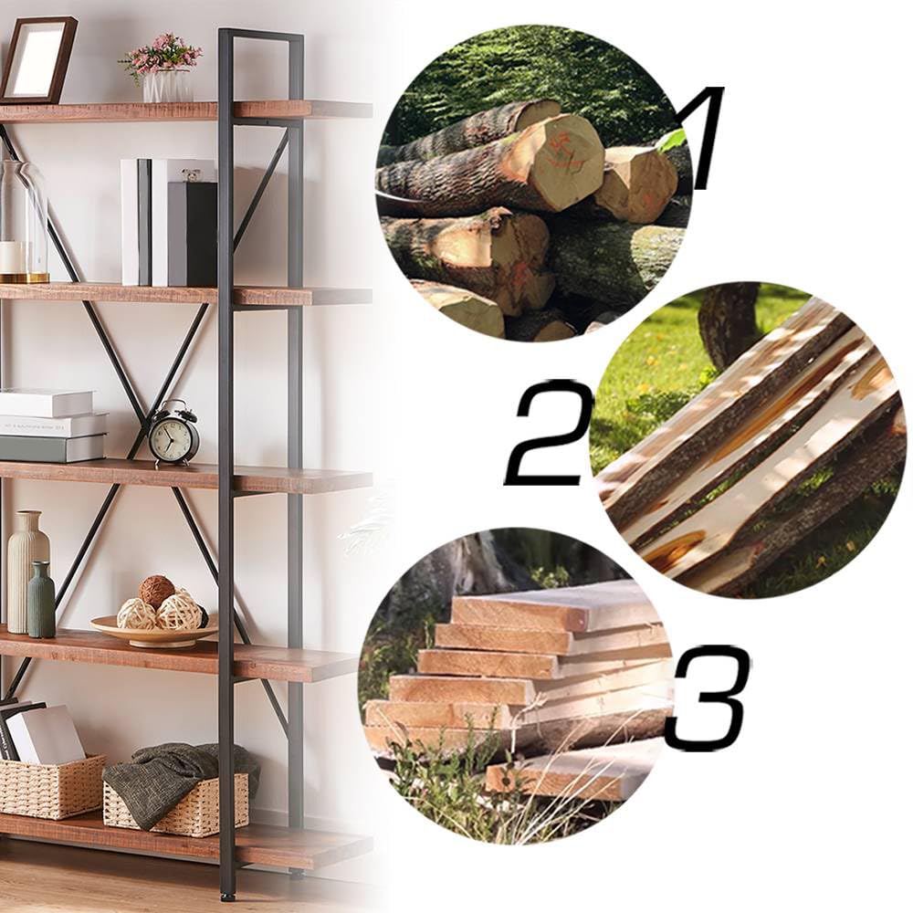 5 Tier Solid Wood Bookshelf R7424