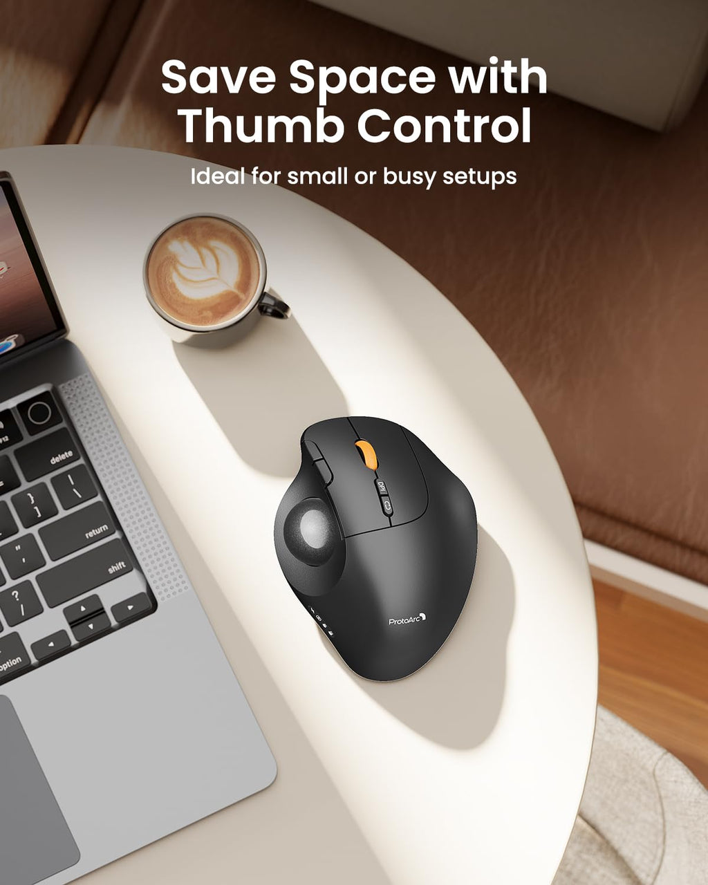 Wireless Trackball Mouse, Adjustable Angle, Gray O272312