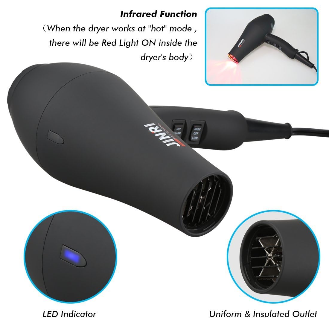 1875W Ionic Hair Dryer with Diffuser and Concentrator S662490
