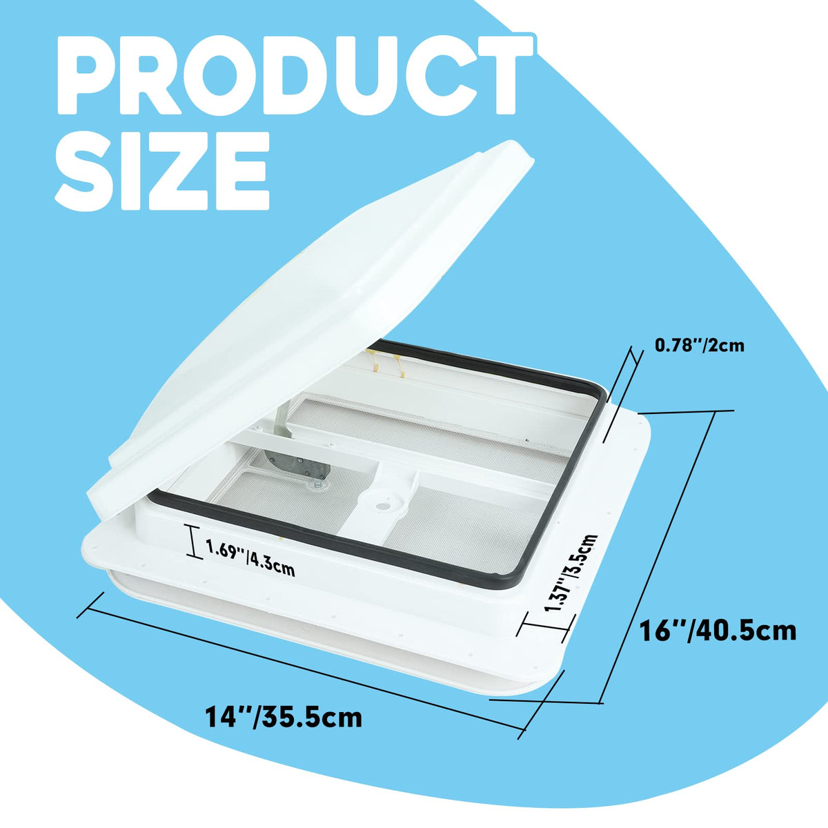14" RV Roof Vent with White Lid W6545