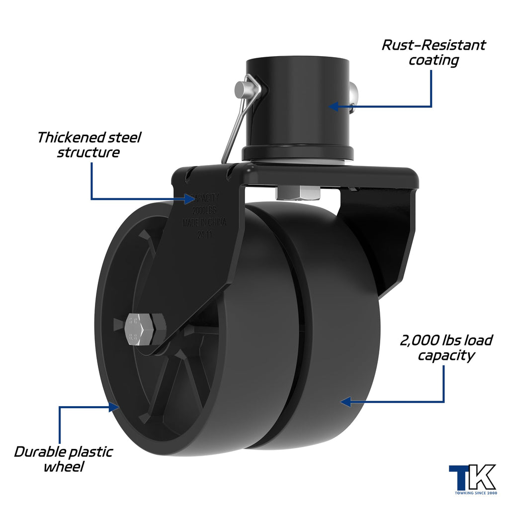 Dual 6" Trailer Jack Swivel Caster Wheel E6557