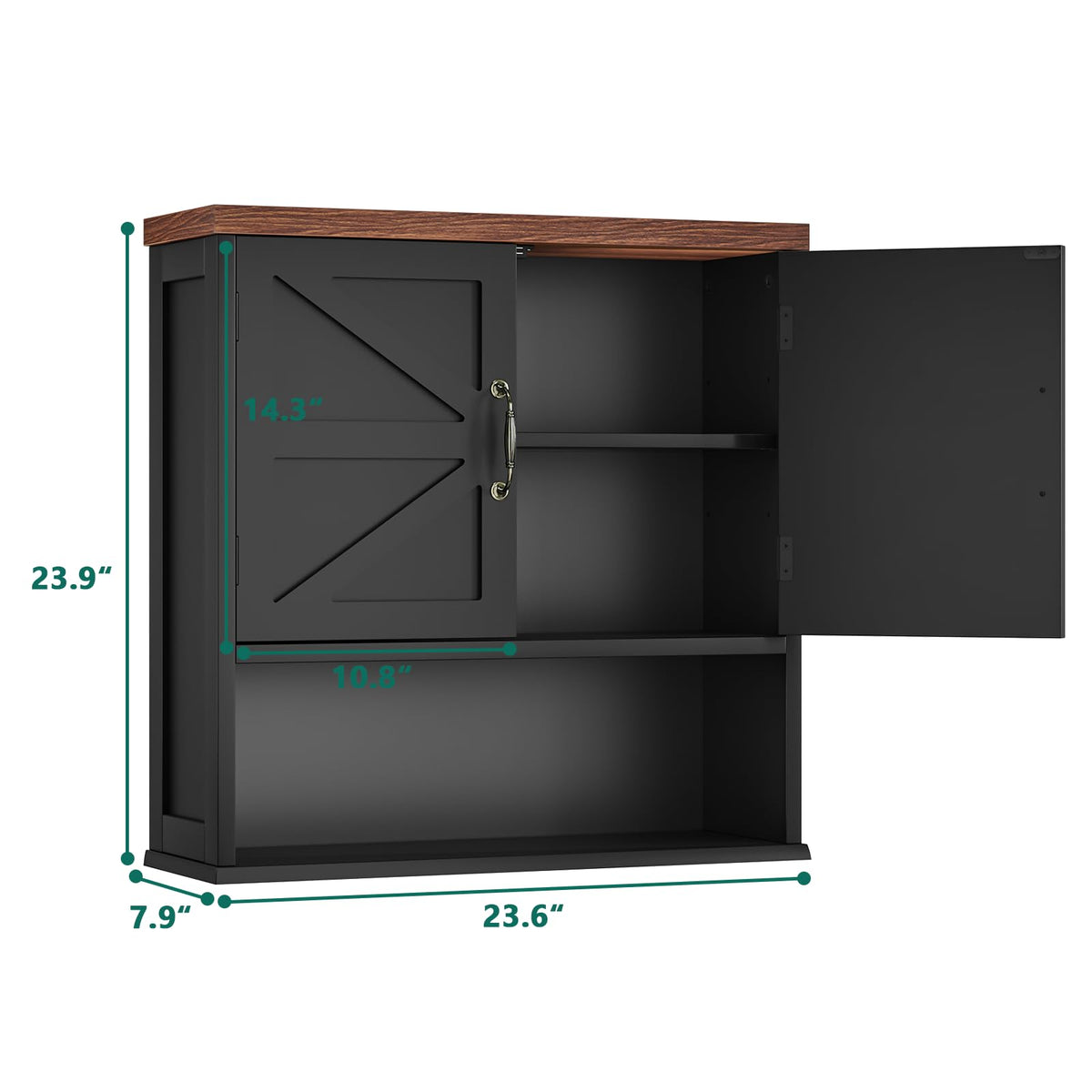 Black Wall Mounted Bathroom Cabinet with Adjustable Shelf W6313