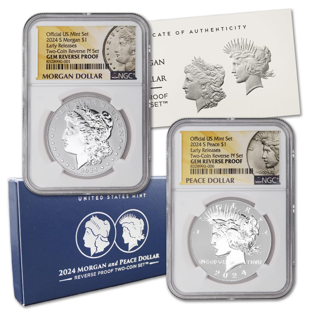 Set of 2 American Silver Morgan and Peace Dollar Q9007