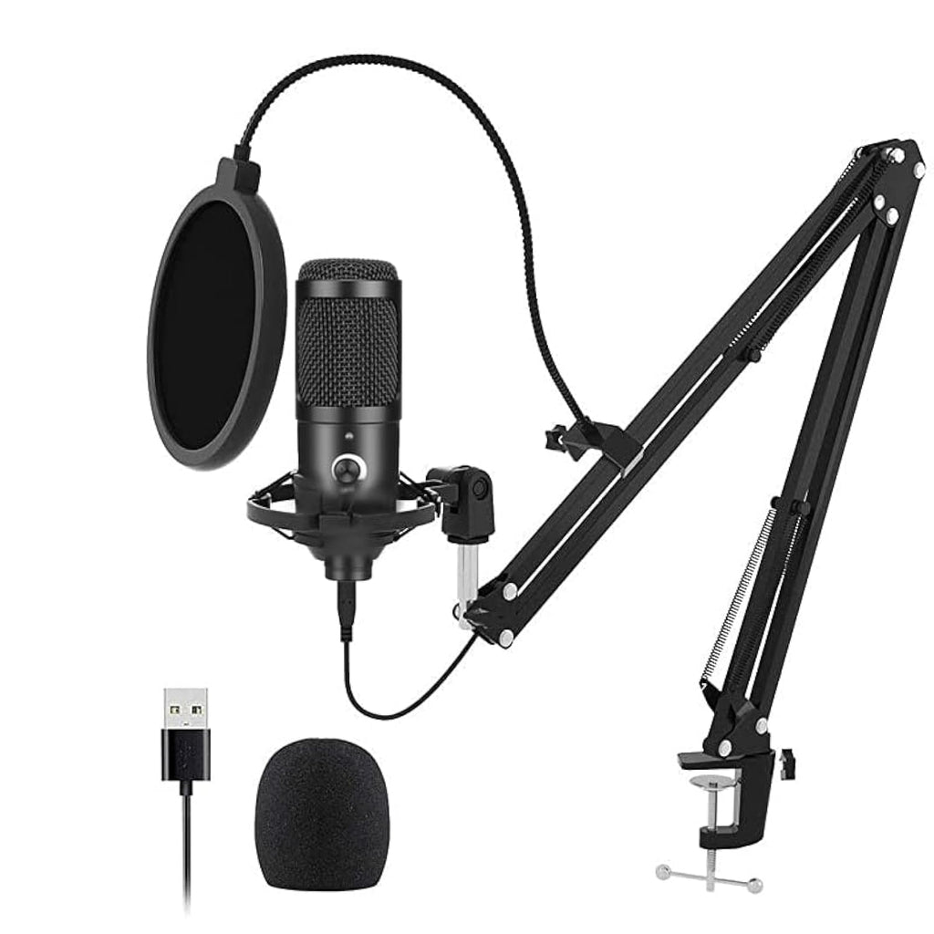USB Condenser Microphone Kit with Scissor Arm, Shock Mount and Pop Filter O4787