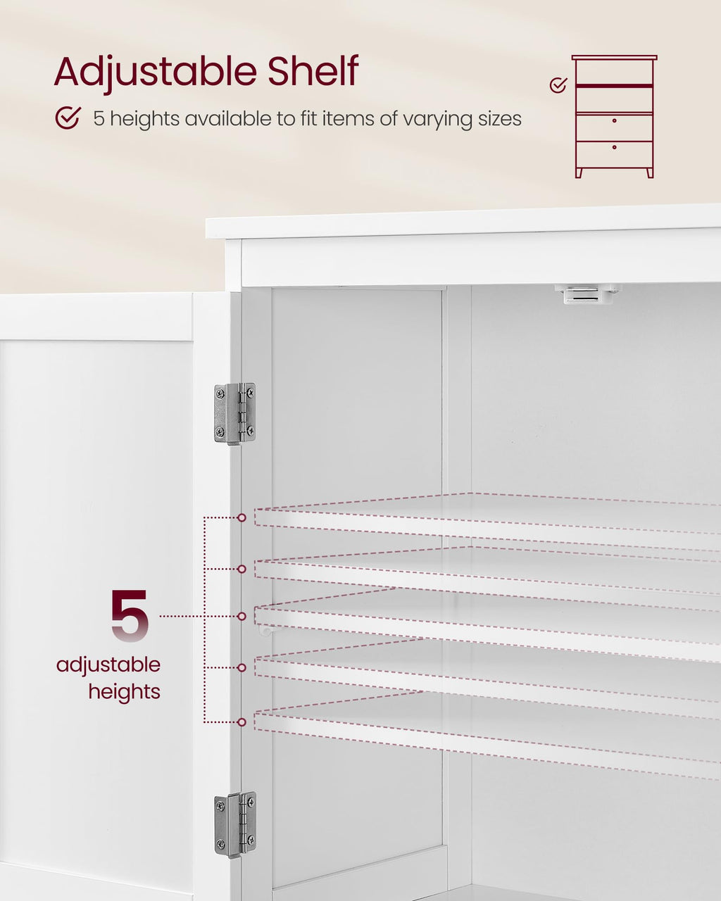 Cloud White Bathroom Floor Cabinet with 2 Doors, 2 Drawers G826