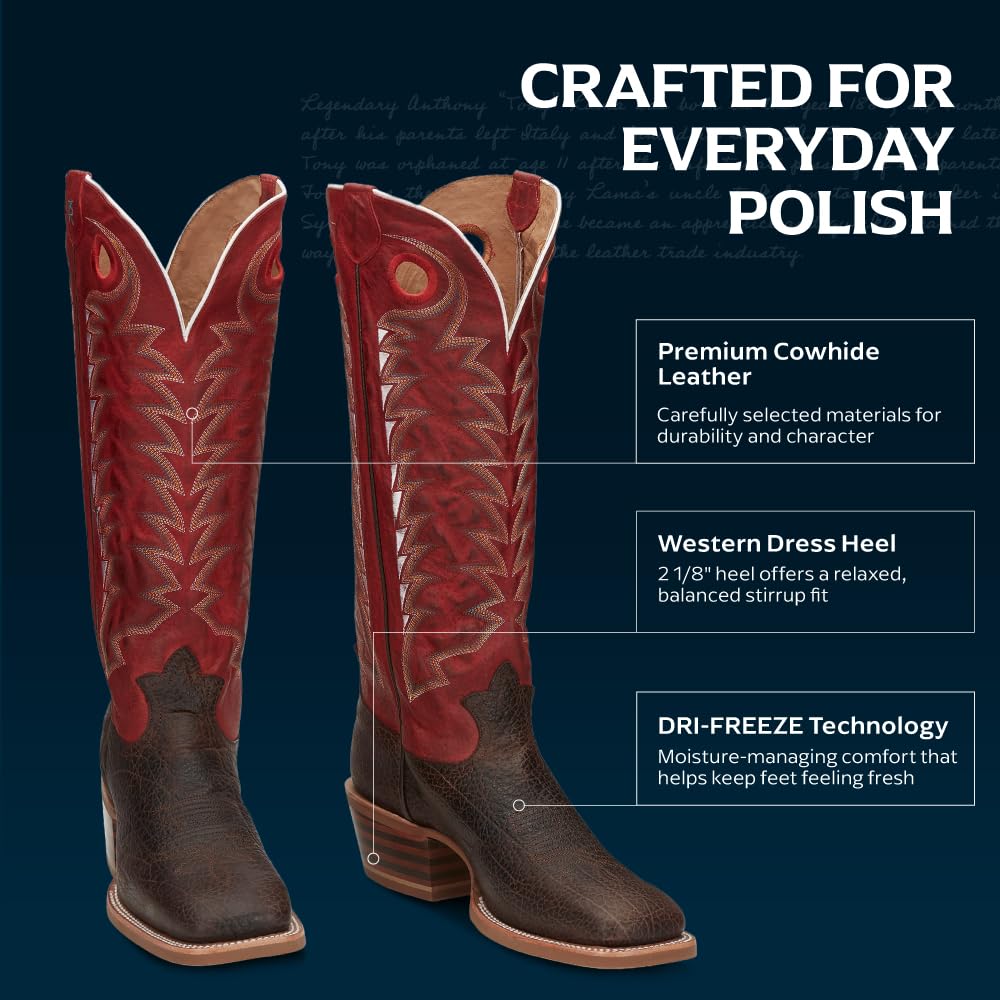 Cowhide Leather Square Toe Cowboy Boots F8640